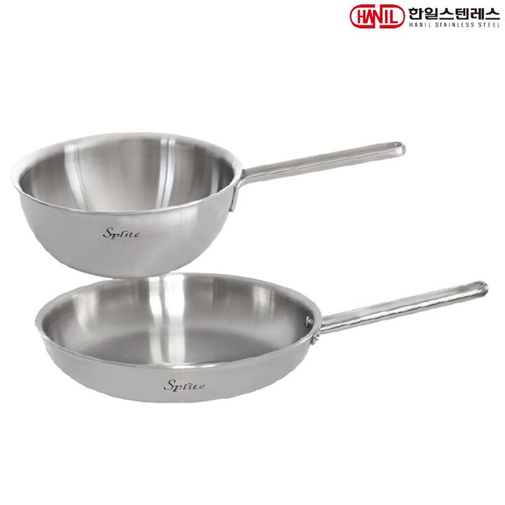 한일스텐레스 스플릿 통5중 스텐레스 인덕션후라이팬세트 2종D(후28+궁20) 스텐후라이팬