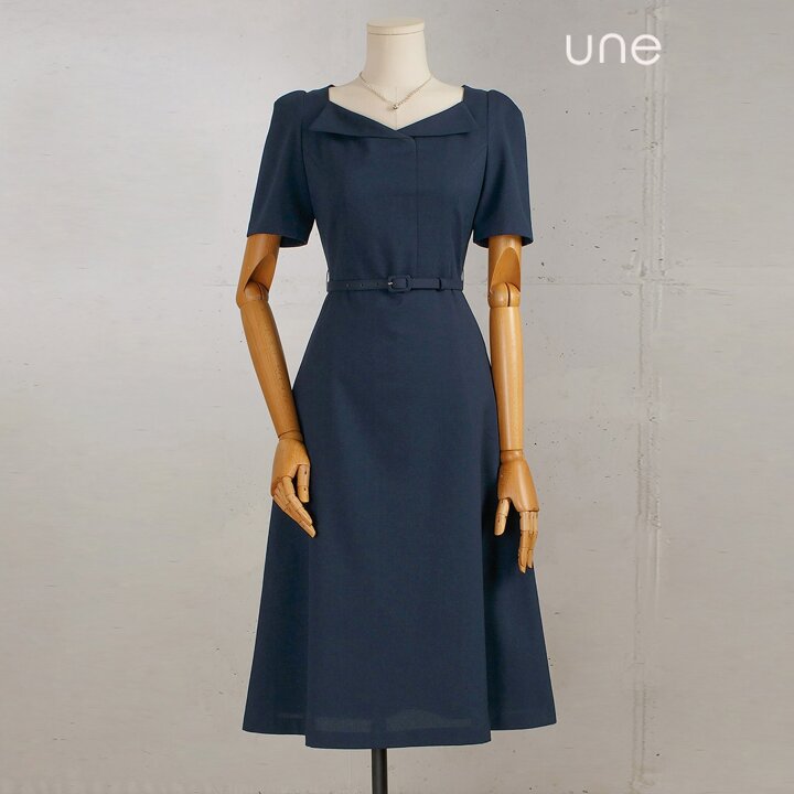 윈(une) [77까지][벨트SET]포멀그레이스 린넨필원피스
