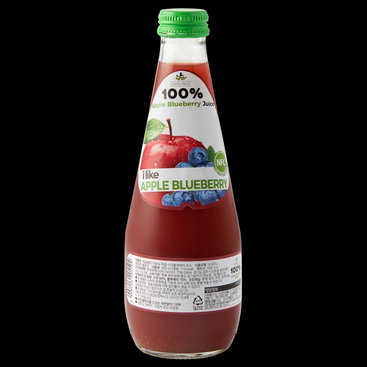[카페앤쿨] 캐슬밸리 100프로 착즙 사과 블루베리 주스 300ml 6입