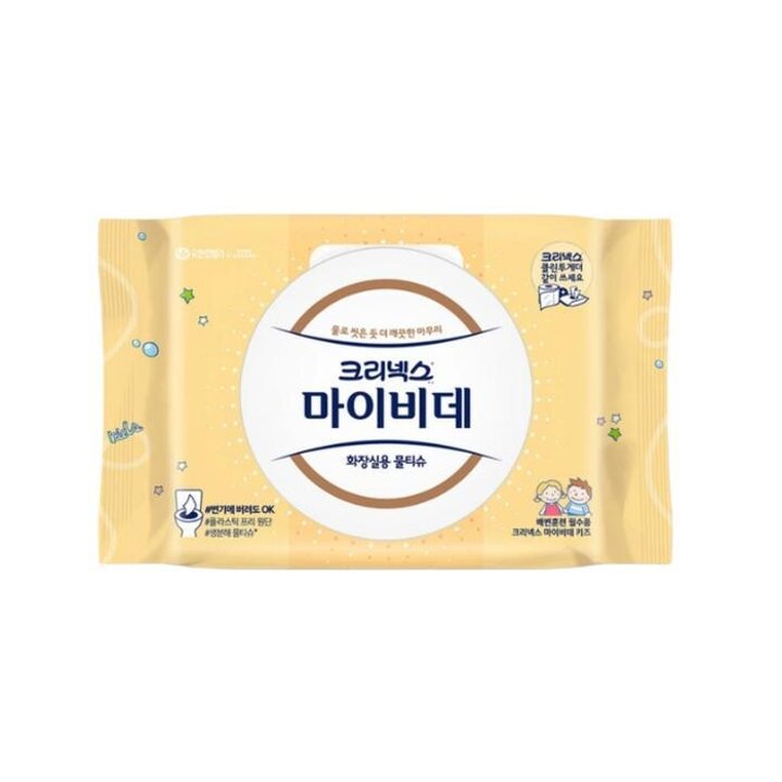 크리넥스마이비데키즈40매1팩유치원어린이집배변훈련물에녹는비데티슈