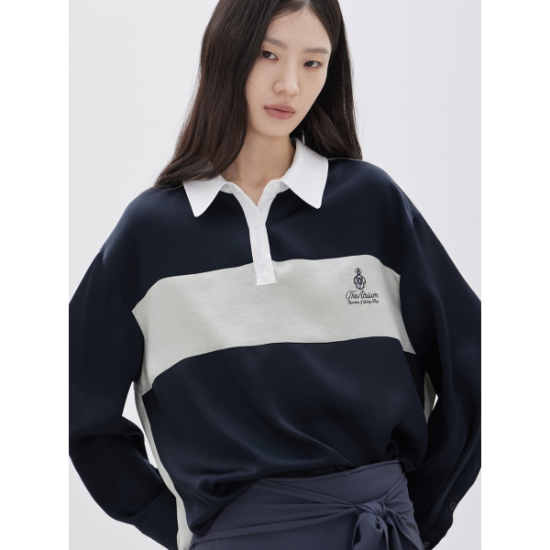 (대구신세계)[주크] 배색 루즈핏 카라 블라우스 Z262MSC032