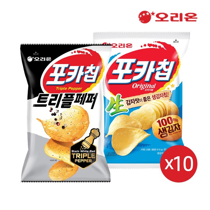 오리온 포카칩 트리플페퍼M(60g) x 10개 + 오리지널(66g) 10개