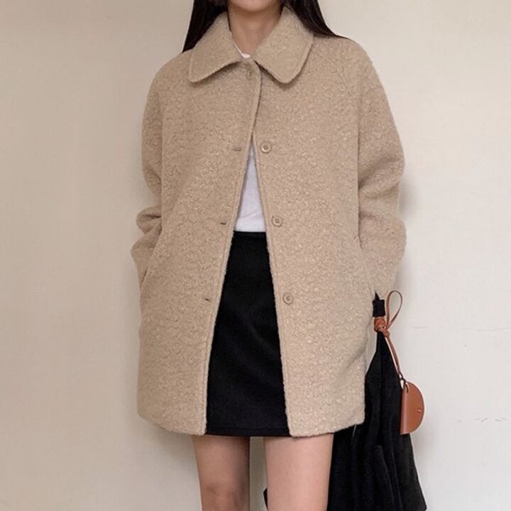 [하프클럽/삐까삐까]울혼방 부클 하프코트 오버핏 누빔 카라 겨울 하객룩 연말룩 데일리..