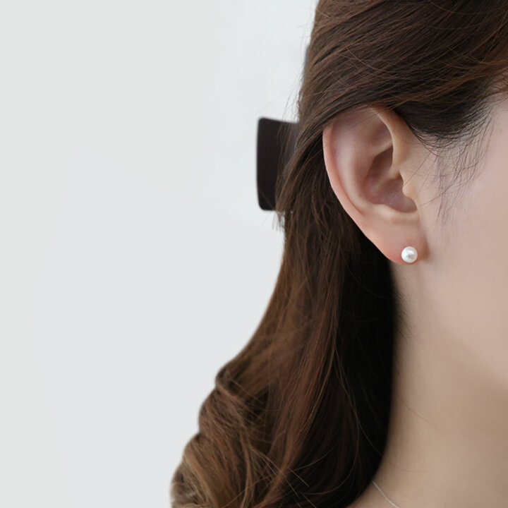 [메리그린] 92.5 SILVER 천연 담수 진주 귀걸이 6mm