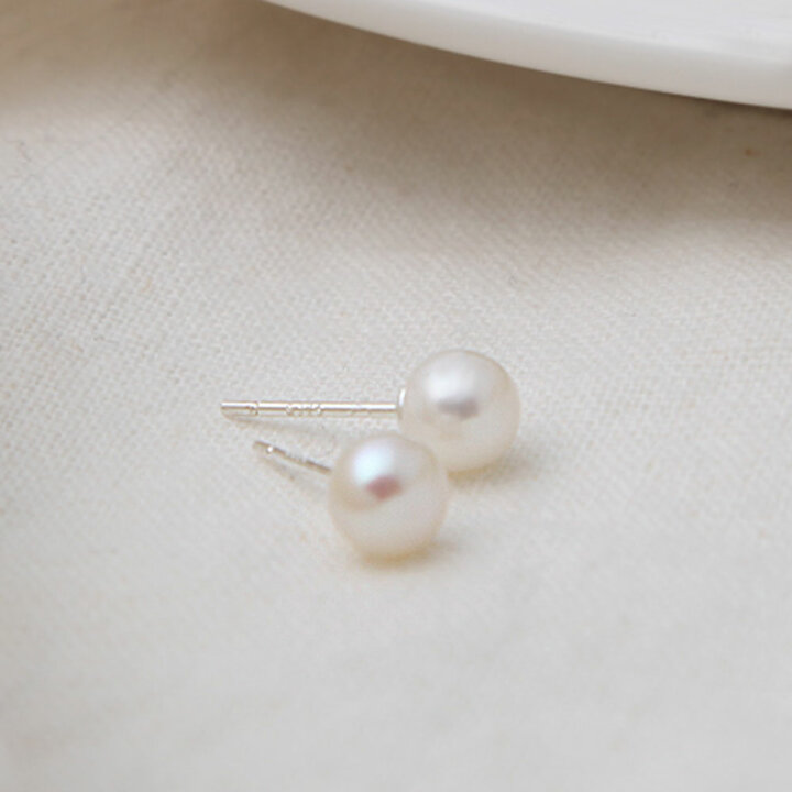 [메리그린] 92.5 SILVER 천연 담수 진주 귀걸이 6mm