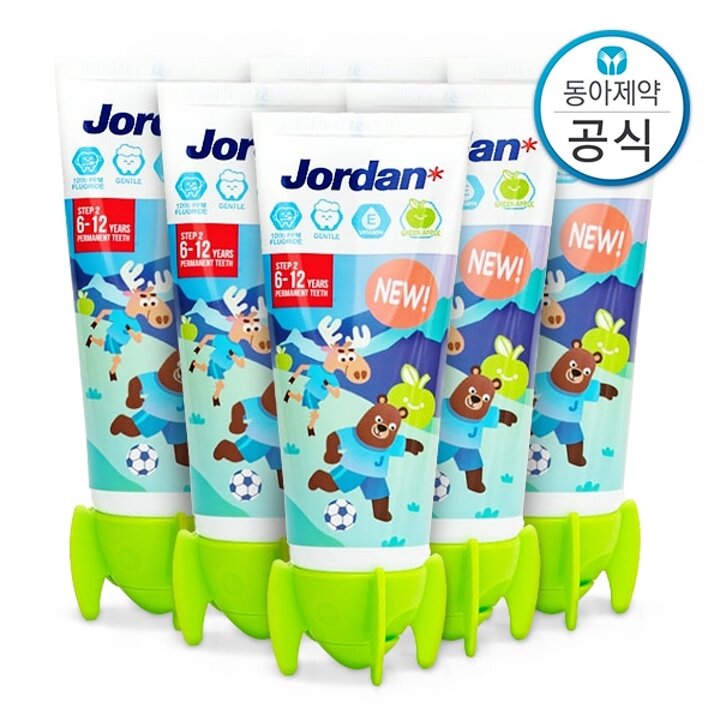 조르단 6세 이상 유아 어린이치약 고불소 1000ppm 뉴스텝2 90g 6개
