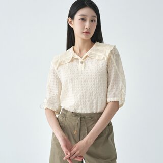 [지센] (2컬러) 피어로즈 와이드카라 블라우스 LFWSO591