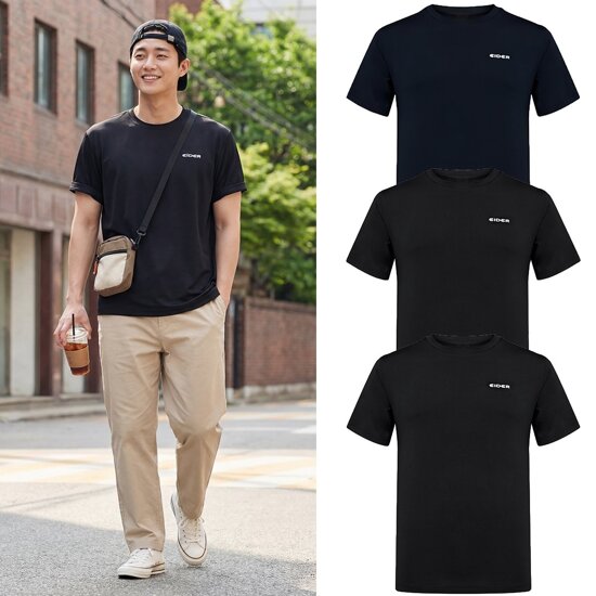 (신세계본점)EIDER 남자 기본 반팔티 3장 세트 3PACK 여름 일상 겸 운동복 이너 아이스 티셔츠 DMM26296