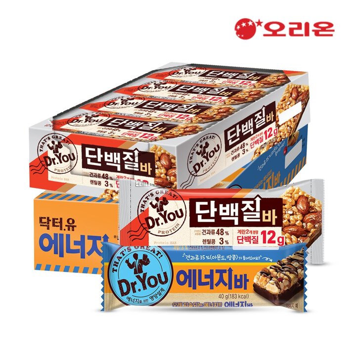 오리온 닥터유 에너지바 40g 15개 + 단백질바 50g 12개