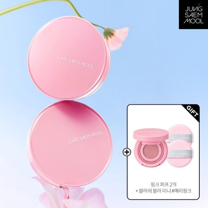 (신세계강남점)[핑크에디션] 정샘물 에센셜 스킨 누더 쿠션(본품+리필)(+블러쉬블러 미니+핑크퍼프 2P)