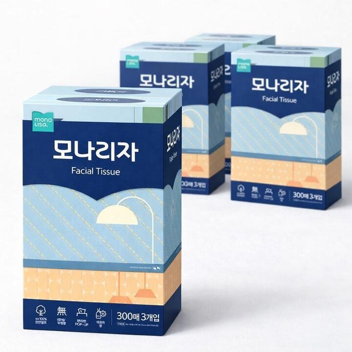 모나리자미용티슈300매3입4개총12개각티슈