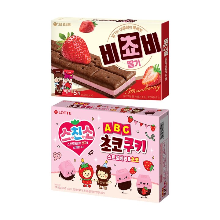 비쵸비 딸기 125g x1 + ABC 초코쿠키 딸기 130g x1