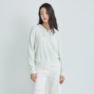 나이스클랍 밑단 자가드 후드 니트탑 N231PWK322