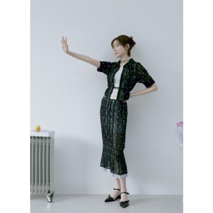 (신세계 사우스시티)프린트 주름 시스루 블라우스/Z252MSC012
