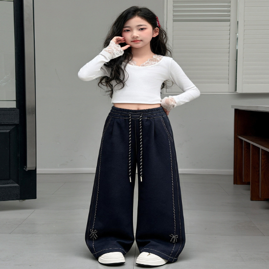 패션플러스[581230] 스티치 와이드 데님 팬츠 R30367