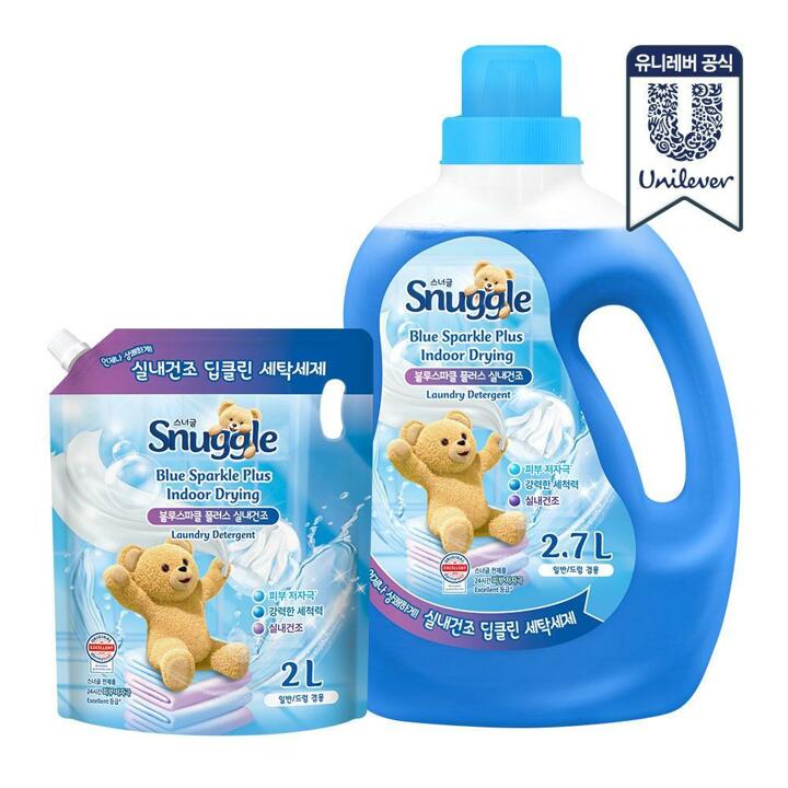 스너글 딥 클린 액체세제 블루스파클 플러스 실내건조 2.7L + 2L