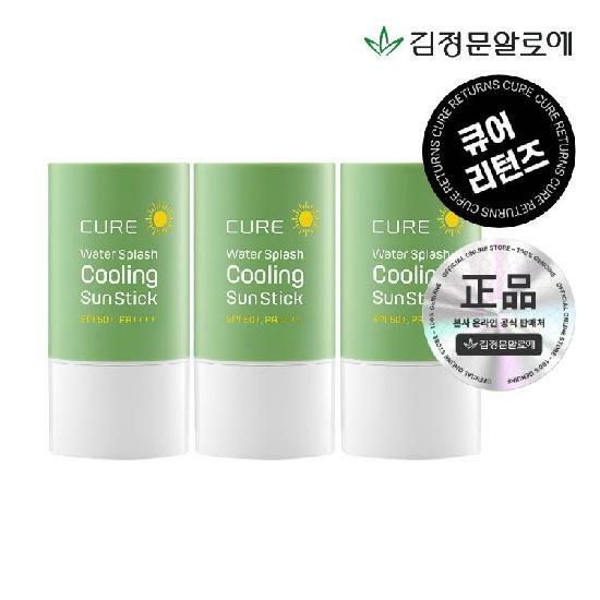 [김정문알로에] 큐어 라센스로에 워터 쿨링 선스틱 23g 3개