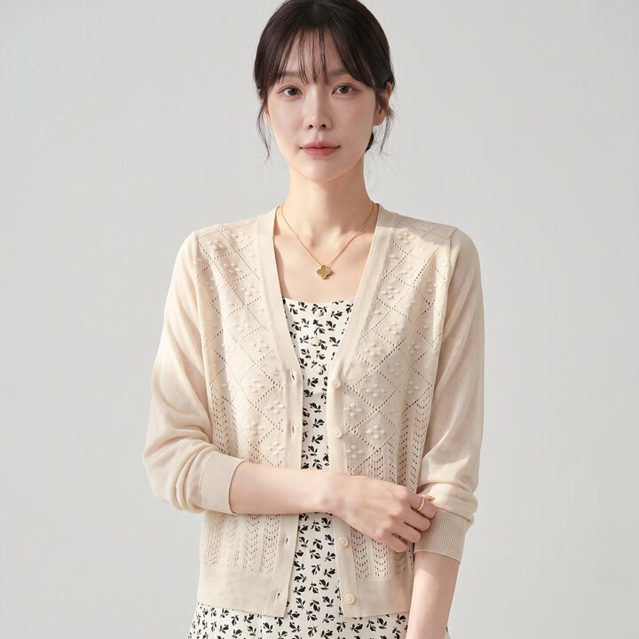 KARRA 썸머다이아펀칭가디건_A4M1646