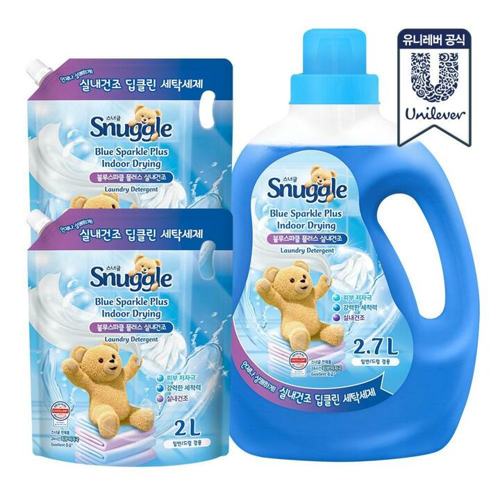 스너글 딥 클린 액체세제 블루스파클 플러스 실내건조 2.7L + 2L x 2개