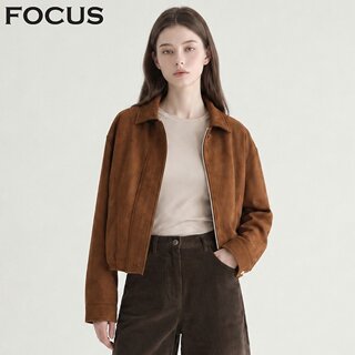 [포커스] 골드 버튼 절개 라인 스웨이드 점퍼_VF6F1JP1051