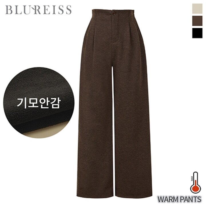 [블루레이스] 뒤밴딩 기모 핀턱 와이드 팬츠_B5W1PT7191