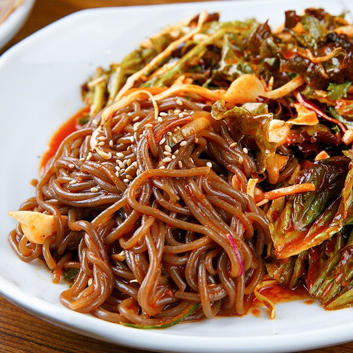 [G]여름별미 새콤달콤 시원한 비빔막국수 5인분 (메밀면5+비빔장5)
