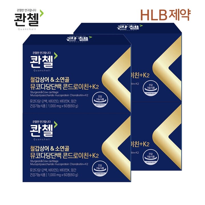 콴첼 철갑상어 소연골 뮤코다당단백 콘드로이친 플러스 K2 (1000mg x60정) x4박스
