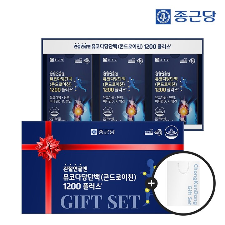 [선물세트] 종근당 뮤코다당단백 콘드로이친 1200 (60정X3개입) 1세트+쇼핑백 / 소연골 비타민D 뼈건강 비타민K