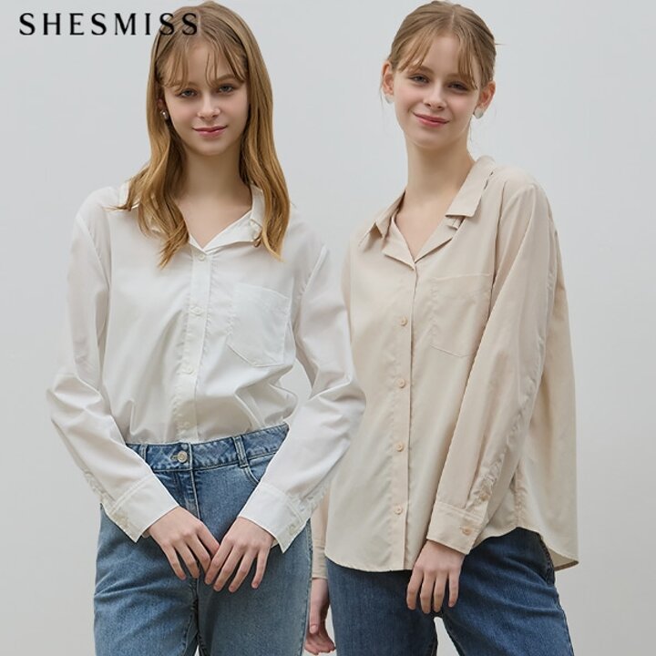 [쉬즈미스] 오픈카라 포켓 셔츠