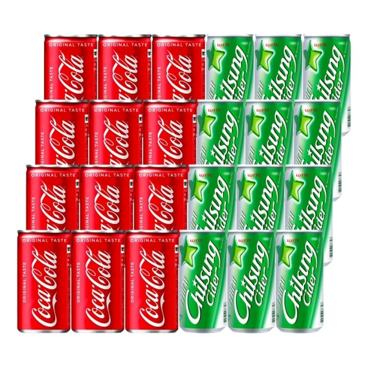 코카콜라   칠성사이다 미니캔 혼합 24개
