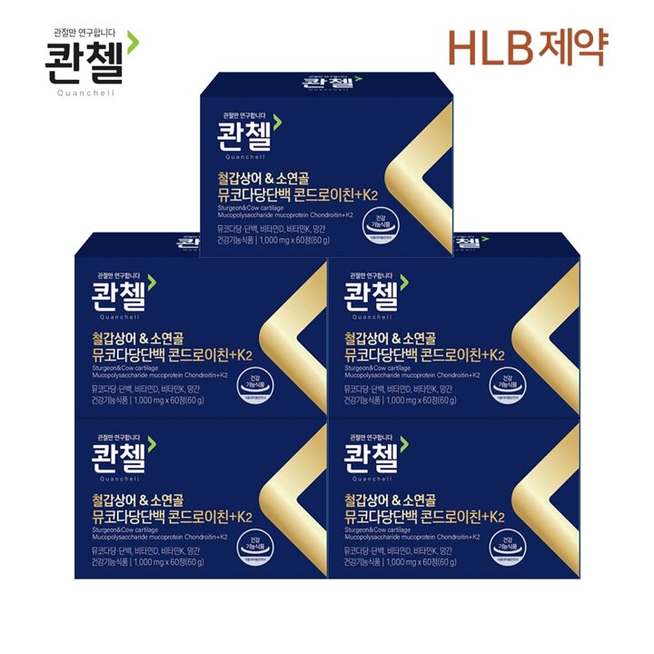 콴첼 철갑상어 소연골 뮤코다당단백 콘드로이친 플러스 K2 (1000mg x60정) x5박스