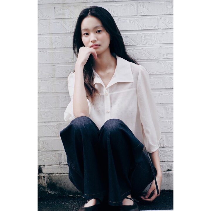 (대전신세계)[라인어디션]오픈카라 블라우스 NNWBLQE630