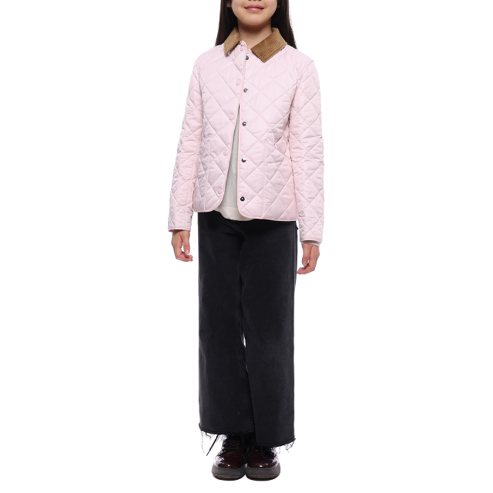 [버버리] 23SS 코듀로이 칼라 다이아몬드 퀼팅 재킷 (8053871 ALABASTER PINK 23S)