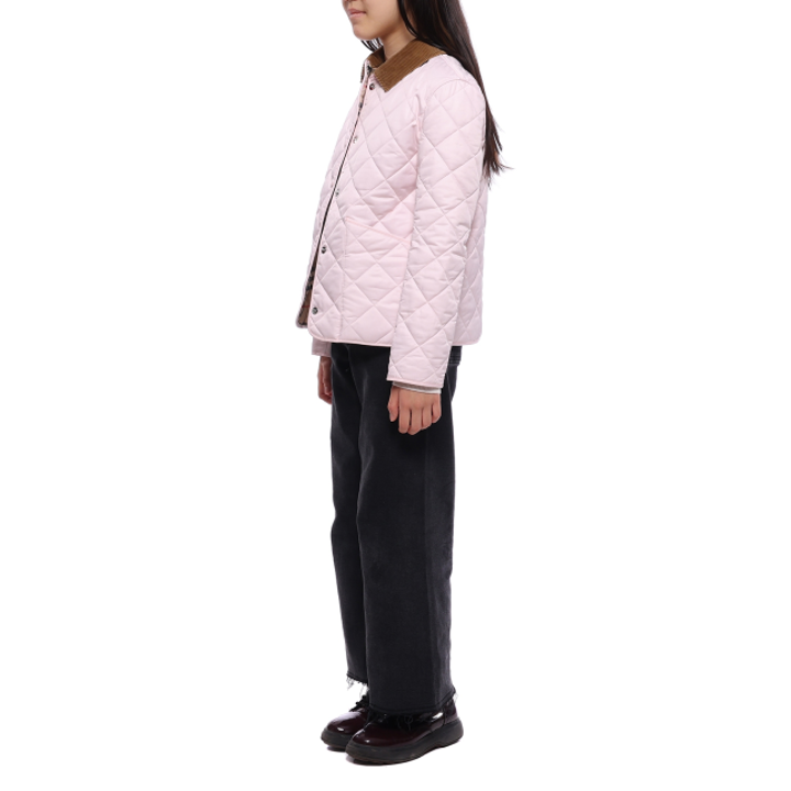 [버버리] 23SS 코듀로이 칼라 다이아몬드 퀼팅 재킷 (8053871 ALABASTER PINK 23S)