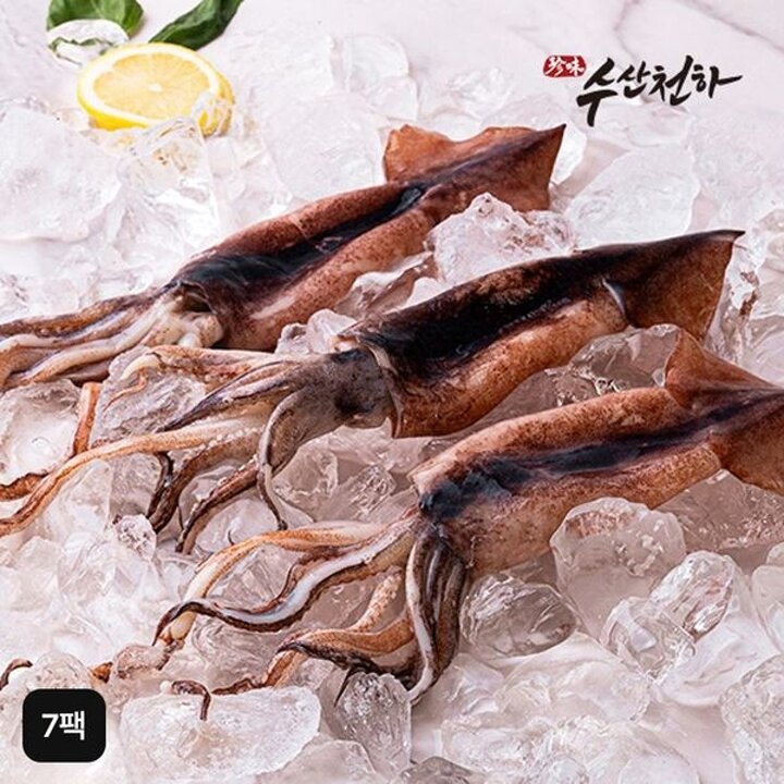 100퍼센트 국내산 손질 통오징어 7팩 (180g (2마리)X7팩, 총 14마리)[35368639]