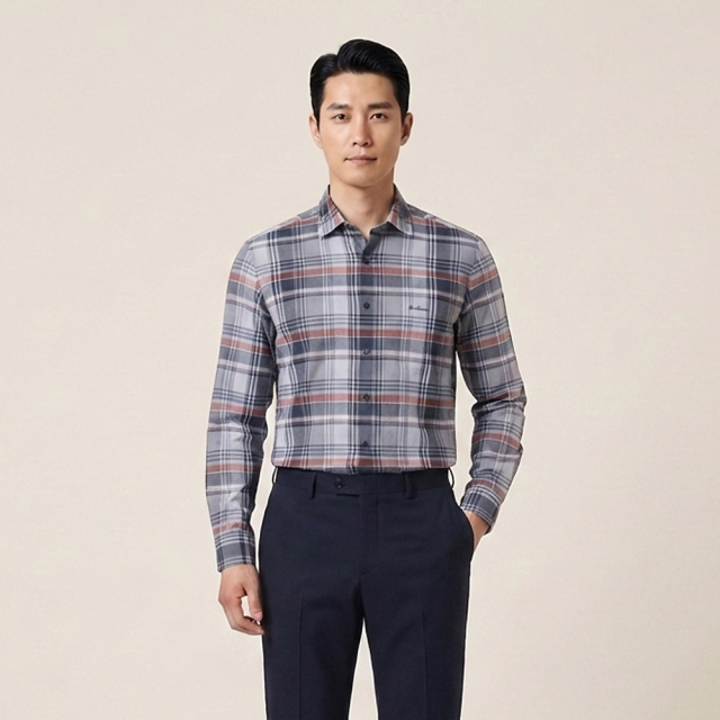 린넨 블랜드 빅체크 셔츠_MITNL4S1321