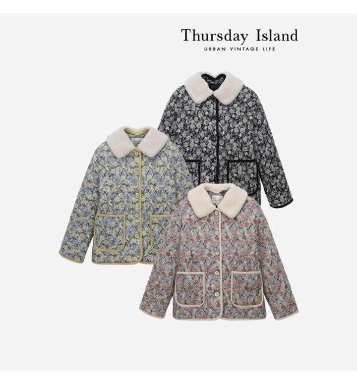 [Thursday Island] 덤블 카라 패턴 퀼팅 점퍼(T238MJP301W)