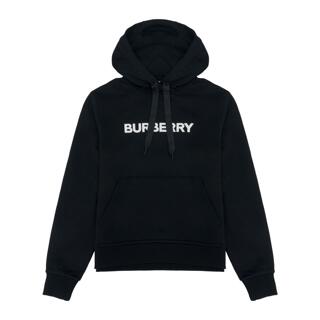 버버리 여성 로고 후드티셔츠 블랙 8084755