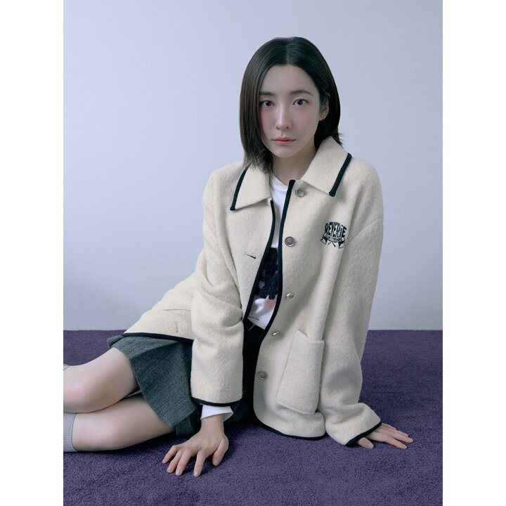 (대구신세계)알파카 블렌디드 니트 배색 하프 자켓  Z254MSG714