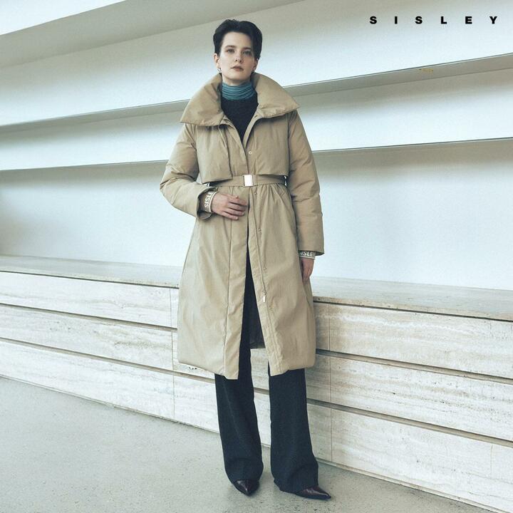 [런칭가399,000원]25FW 시슬리 하이넥 벨티드 롱 다운 점퍼 1종