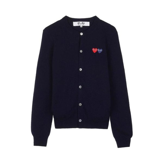 (신세계김해점)[꼼데가르송] 공용 더블 하트 가디건 AX N057 051 NAVY