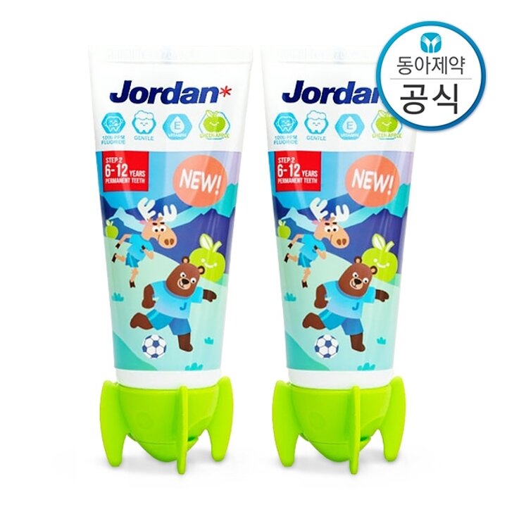 조르단 6세 이상 유아 어린이치약 고불소 1000ppm 뉴스텝2 90g 2개
