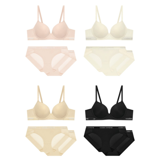 (대구신세계)[코데즈컴바인이너웨어] 노와이어 베이직 브라+팬티X2 SET 4종택1 (CEWBRBP162BK,SK,LP,CRM)