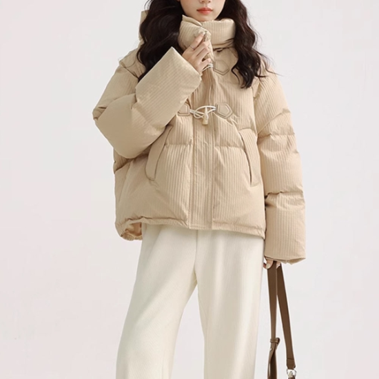 포그린 하이넥 웜 숏 패딩