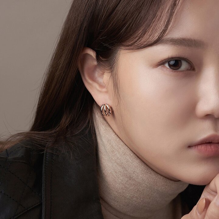 [모아르] 18K 귀걸이 원터치 링 금귀걸이 트리플