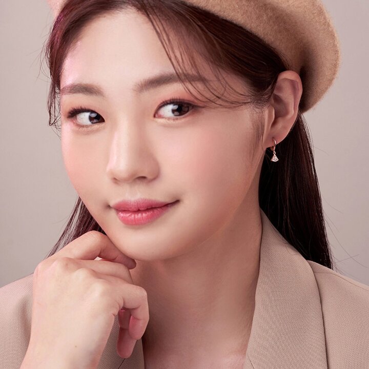 [모아르] 14K 귀걸이 원터치 드롭 링 큐빅 스퀘어