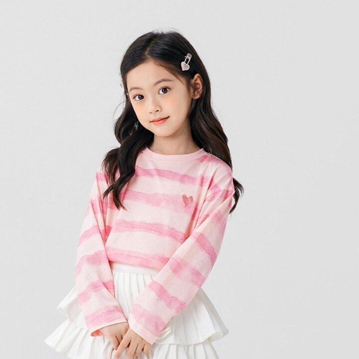 [조이멀티] 샤이닝핑크 여아 자수 긴팔티셔츠 206066