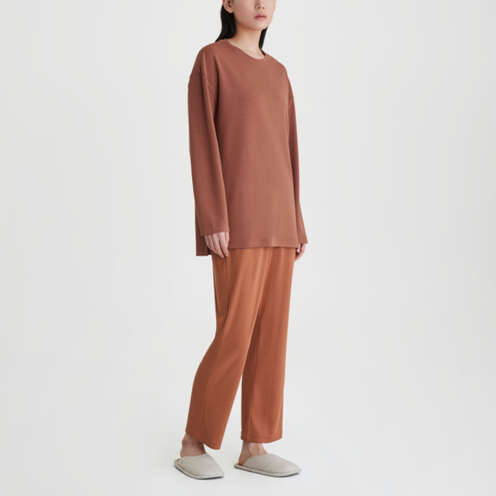 [JAJU/자주] 여 소프트 립 부츠컷 라운지 팬츠_브릭