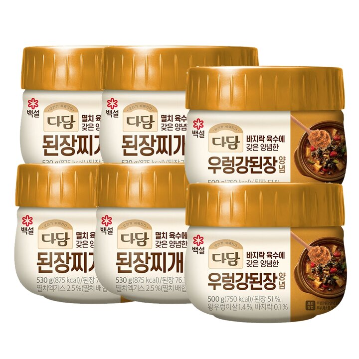 CJ 백설 다담 된장찌개양념530g x4개+우렁강된장 500g x2개