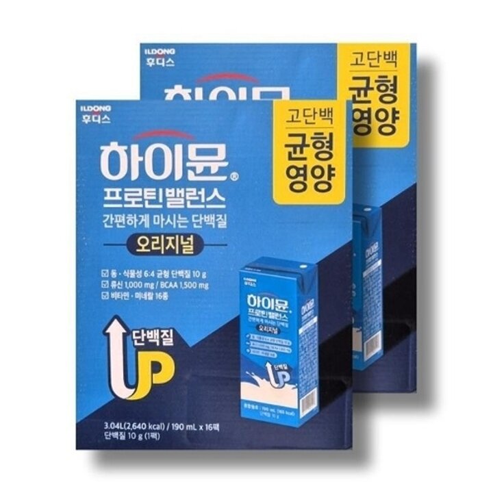일동후디스 하이뮨 프로틴 밸런스 음료 190ml 16팩 2박스 /wb24263427673957